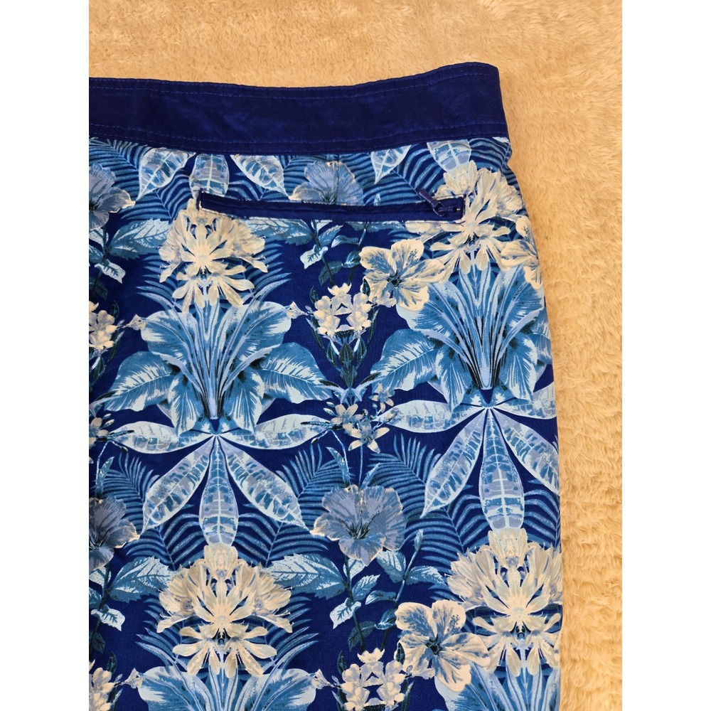 Vintage Old Navy Mens Board Shorts Blue White Tropical Floral Swim Trunks XXL - Picture 10 of 11